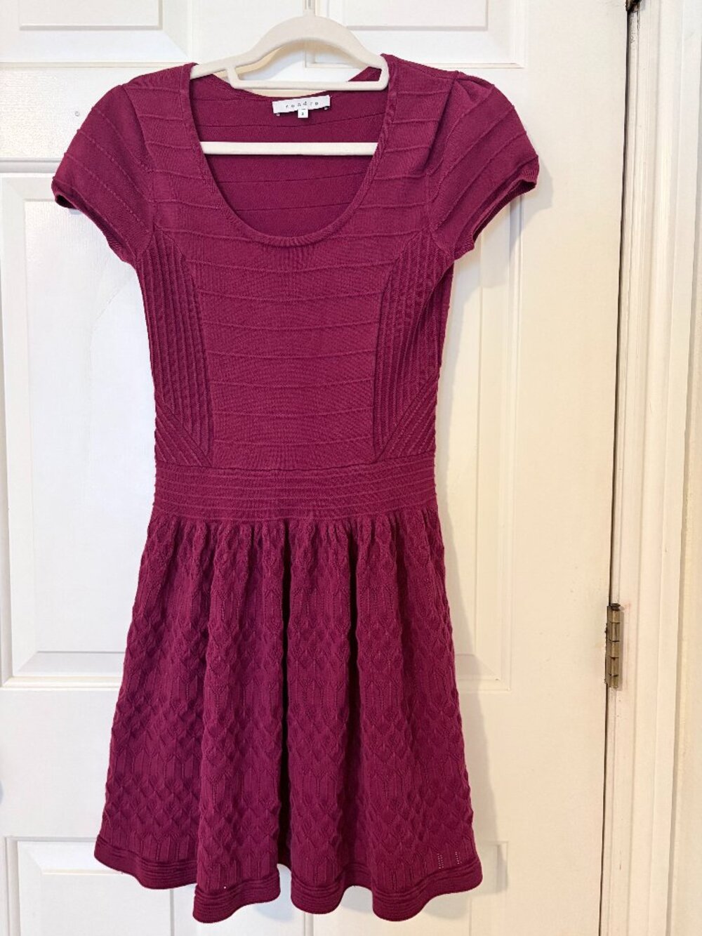 Sandro Burgundy Knit Fit & Flare dress, size 2 (M)